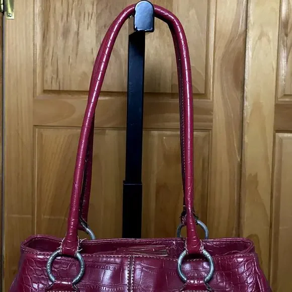 y2k red leather shoulder bag croc embossed studded mcbling grunge vintage - Picture 15 of 16